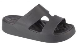 Klapki damskie Crocs 209409001. Czarne klapki damskie Crocs, bez wzorów, z materiału, bez obcasa, na platformie. Za 211.40 zł.