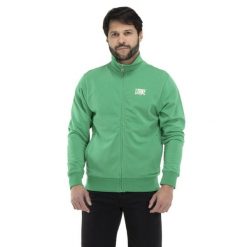 Bluza z zamek błyskawiczny na siłownia na czas wolny. Zielone bluzy bez kaptura męskie LEONE 1947 APPAREL, bez wzorów, z bawełny, sportowe, bez kołnierzyka, bez ramiączek. W wyprzedaży za 124.24 zł.