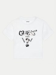 Guess T-Shirt J4YI46 K8FQ4 Biały Boxy Fit. Białe koszulki dziewczęce Guess, z aplikacjami, z bawełny, bez ramiączek. Za 69.99 zł.