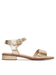 Caprice Sandały 9-28202-44 Złoty. Żółte sandały damskie Caprice, bez wzorów, ze skóry, bez obcasa, na słupku. Za 235.99 zł.