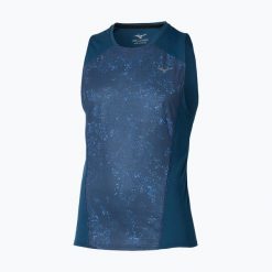 Koszulka do biegania męska Mizuno Active DryAeroFlow Graphic Tank Top. Niebieskie t-shirty sportowe męskie Mizuno, l, z materiału, bez ramiączek, do biegania. Za 229.99 zł.