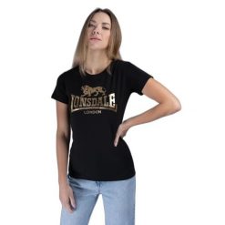 Koszulka damska Lonsdale Bantry. Czarne bluzki sportowe damskie Lonsdale, bez kołnierzyka, bez ramiączek. Za 136.50 zł.