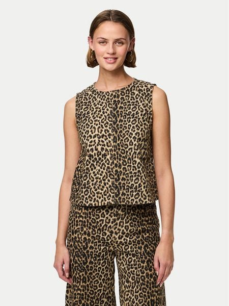 Pieces Bluzka Salume 17158200 Brązowy Relaxed Fit. Brązowe bluzki damskie Pieces, xl, bez wzorów, z bawełny, bez ramiączek. Za 109.99 zł.