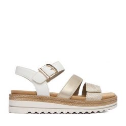 Sandały Remonte. Żółte sandały damskie Remonte, bez wzorów, bez obcasa, na płaskiej podeszwie. Za 359.99 zł.