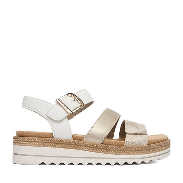 Sandały Remonte. Żółte sandały damskie Remonte, bez wzorów, bez obcasa, na płaskiej podeszwie. Za 359.99 zł.