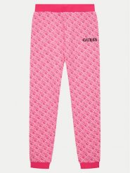 Guess Spodnie dresowe J4YQ11 KA6R4 Różowy Relaxed Fit. Czerwone spodnie dziewczęce Guess, z bawełny. Za 99.99 zł.
