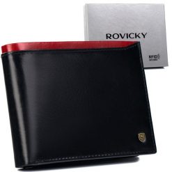 Portfel skórzany ROVICKY N992-RVT czarny. Czarne portfele męskie ROVICKY, bez wzorów. Za 81.99 zł.