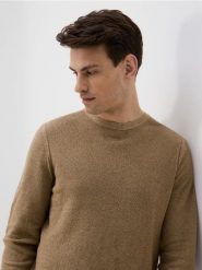 Strukturalny sweter z bawełny - brązowy. Brązowe swetry męskie Reserved, l, bez wzorów, z bawełny, bez kołnierzyka. Za 99.99 zł.