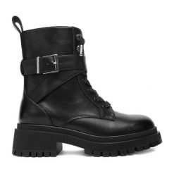 Trzewiki Nine West. Czarne botki damskie Nine West, bez obcasa, na płaskiej podeszwie, bez zapięcia. Za 279.99 zł.