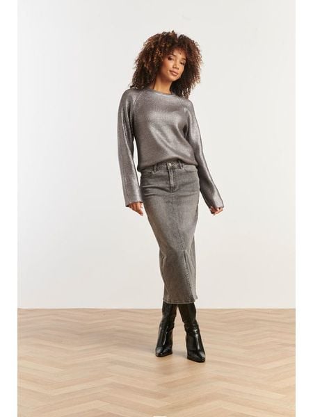 Smashed Lemon Spódnica dżinsowa w kolorze szarym rozmiar: XXL. Szare spódniczki damskie Smashed Lemon, xxl, bez wzorów, klasyczne, midi. Za 104.99 zł.