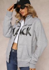 Jasnoszara Bluza Zapinana na Suwak z Kieszeniami i Półgolfem Ubaviela. Szare bluzy bez kaptura damskie Renee, xl. Za 79.99 zł.