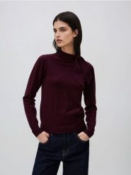 Sweter z wiązaniem - mahoniowy. Brązowe swetry klasyczne damskie Reserved, l, z dzianiny, bez kołnierzyka. Za 119.99 zł.