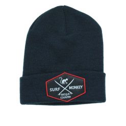 Czapka beanie – haftowane logo / organiczna / rozmiar uniwersalny (granatowy). Niebieskie czapki męskie SURF MONKEY, z aplikacjami, z bawełny. Za 119.95 zł.