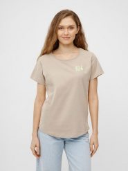 Derbe Koszulka w kolorze beżowym rozmiar: XL. Brązowe bluzki damskie Derbe, xl, bez wzorów, z bawełny, bez kołnierzyka, bez ramiączek. Za 96.83 zł.