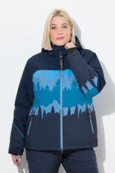 Damskie Kurtka funkcyjna górski motyw wodoodporna z kapturem. Niebieskie kurtki damskie Ulla Popken, plus size, bez wzorów, z elastanu, z kapturem. Za 739.99 zł.
