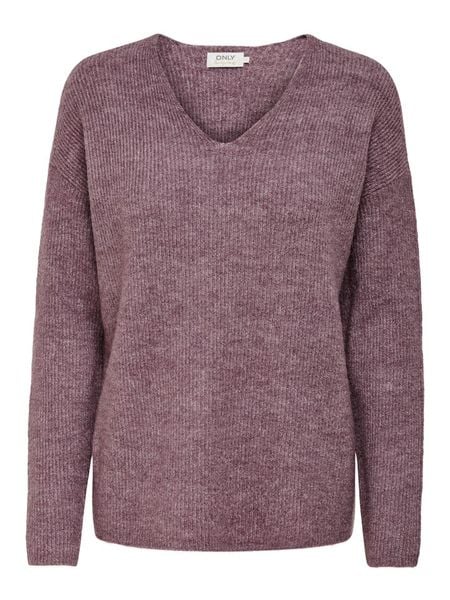 ONLY Sweter "Camilla" w kolorze ciemnofioletowym rozmiar: M. Różowe swetry klasyczne damskie Only, m, ze splotem, bez kołnierzyka. Za 96.14 zł.