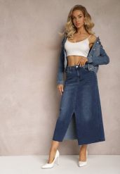 Granatowa Spódnica Maxi z Rozcięciem z Jeansu Vonuline. Niebieskie spódniczki damskie Renee, m, bez wzorów, z jeansu, eleganckie, z podwyższonym stanem, maxi, sportowe. Za 119.99 zł.