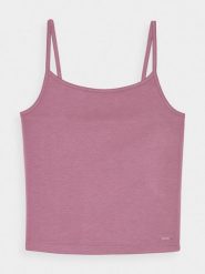4F Crop-top slim gładki z modalem damski - różowy XL. Czerwone topy damskie 4f, xl, bez wzorów, z dzianiny, bez kołnierzyka. W wyprzedaży za 29.99 zł.