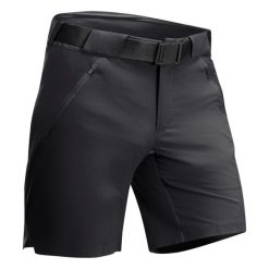 Spodenki turystyczne męskie Quechua MH500. Czarne szorty męskie QUECHUA, z elastanu, bez kołnierzyka. Za 79.99 zł.