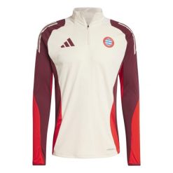 Kurtka z dresu Bayern Munich 2024/25. Brązowe kurtki treningowe męskie Adidas, bez wzorów, z dresówki, do piłki nożnej. Za 301.15 zł.