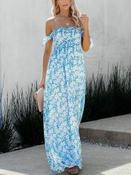 Milan Kiss Sukienka w kolorze niebiesko-białym rozmiar: S. Białe sukienki damskie Milan Kiss, na imprezę, s, bez wzorów, bez kołnierzyka, bez ramiączek, maxi. Za 165.95 zł.