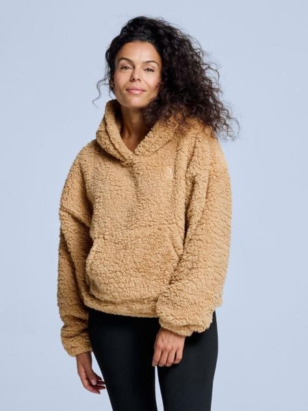 Bluza z kapturem Fluffy - damska - na cztery pory roku - Teddy - Ciepły piasek. Brązowe bluzy z kapturem damskie POEDERBAAS, xl, z materiału. Za 199.42 zł.
