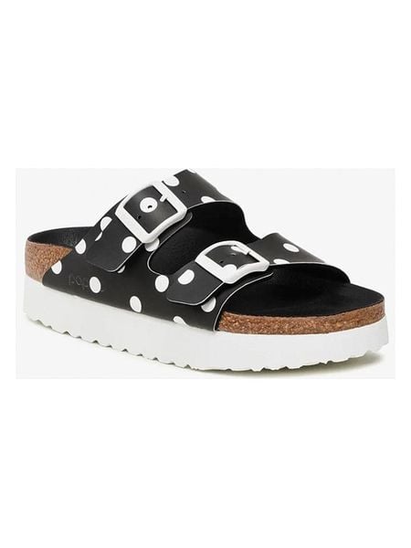 Birkenstock Klapki "Arizona" w kolorze czarno-białym rozmiar: 41. Białe klapki damskie Birkenstock, bez wzorów, bez obcasa. Za 361.45 zł.