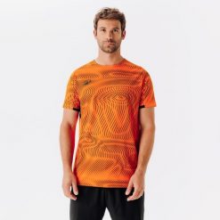 Koszulka piłkarska Kipsta Club Wavy. Brązowe t-shirty sportowe męskie KIPSTA, l, z materiału, bez ramiączek, do piłki nożnej. Za 59.99 zł.