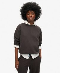 Bluza z luźnym krojem i logo. Czarne bluzy bez kaptura damskie Superdry., z bawełny. Za 338.00 zł.