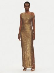 NORMA KAMALI Sukienka wieczorowa ST4243SQG69151 Złoty Slim Fit. Żółte sukienki damskie NORMA KAMALI, l, bez wzorów, z syntetyku, wizytowe, bez kołnierzyka, bez ramiączek. Za 1,079.00 zł.