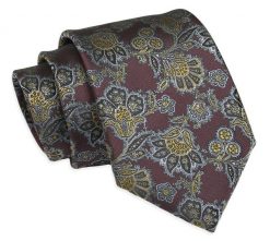 Krawat Klasyczny, Ciemny Bordowy, Wzór w Kwiatki, Męski, Szeroki 8 cm, Elegancki -CHATTIER. Czerwone krawaty i muchy męskie Chattier, bez wzorów, z poliesteru, eleganckie. Za 49.00 zł.