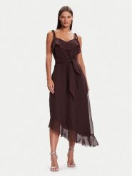 Vero Moda Sukienka koktajlowa Sabrina 10344471 Brązowy Regular Fit. Brązowe sukienki damskie Vero Moda, xl, bez wzorów, z syntetyku, wizytowe, bez kołnierzyka, bez ramiączek. Za 259.99 zł.