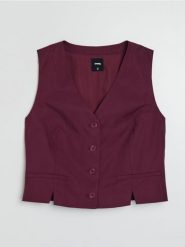 Kamizelka garniturowa z lyocellem z domieszką lnu - fioletowy. Fioletowe kamizelki damskie Sinsay, l, z lyocellu. Za 49.99 zł.