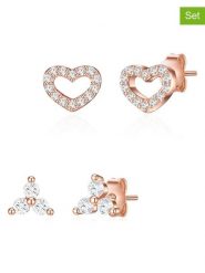 Lulu & Jane Pozłacane kolczyki-wkrętki (2 pary) z cyrkoniami rozmiar: onesize. Czerwone kolczyki damskie Lulu & Jane, z cyrkonią, pozłacane. Za 43.99 zł.