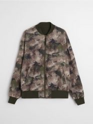 Dwustronna kurtka bomberka - khaki. Brązowe kurtki męskie Sinsay, l, bez wzorów, bez kaptura. Za 119.99 zł.