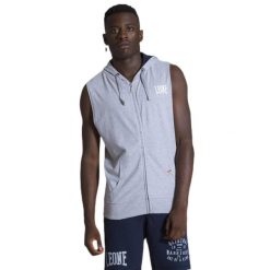 Leone 1947 Apparel Męska bluza z kapturem bez rękawów i zamkiem błyskawicznym. Szare bluzy z kapturem męskie LEONE 1947 APPAREL, m, z bawełny. Za 105.21 zł.