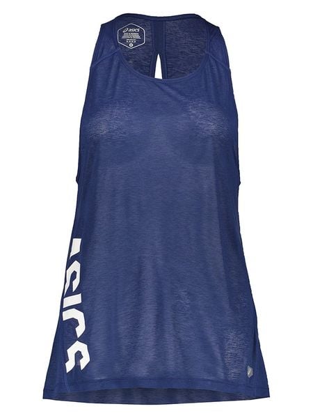 Asics Top sportowy w kolorze granatowym rozmiar: S. Niebieskie topy damskie Asics, s, bez wzorów, z materiału, bez kołnierzyka. Za 56.66 zł.