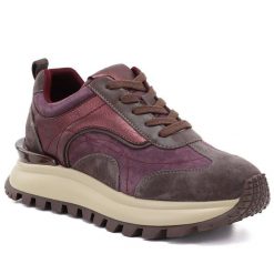 Skórzane półbuty sneakersy na platformie burgundowe Artiker 59C0009. Czerwone półbuty damskie Artiker, bez wzorów, ze skóry, bez obcasa, na platformie. Za 339.99 zł.