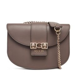 Torebka Guess. Brązowe torebki klasyczne damskie Guess, z aplikacjami, wizytowe, bez kołnierzyka, bez ramiączek. Za 449.99 zł.