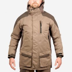 Kurtka Solognac 520 Warm wodoodporna. Brązowe kurtki męskie SOLOGNAC, xl, bez wzorów, z tkaniny, bez kaptura. W wyprzedaży za 399.99 zł.