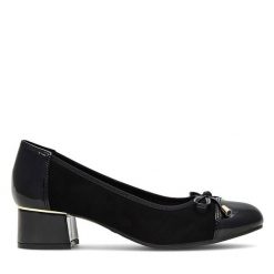 Czółenka Clara Barson. Czarne czółenka damskie Clara Barson, bez wzorów, bez obcasa. Za 119.99 zł.