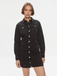 Tommy Jeans Sukienka jeansowa AlineDW0DW17209 Czarny Regular Fit. Czarne sukienki damskie Tommy Jeans, m, bez wzorów, z bawełny, bez kołnierzyka, bez ramiączek. Za 379.99 zł.