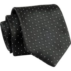 Krawat Czarny w Białe Kropki, Groszki, 7 cm, Elegancki, Klasyczny, Męski -ALTIES. Białe krawaty i muchy męskie Alties, bez wzorów, z tkaniny, eleganckie. Za 49.00 zł.