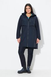 Damskie parka boczne rozcięcia na zamek kaptur kieszenie na zamek. Niebieskie parki damskie Ulla Popken, plus size, bez wzorów, z bawełny. Za 682.99 zł.