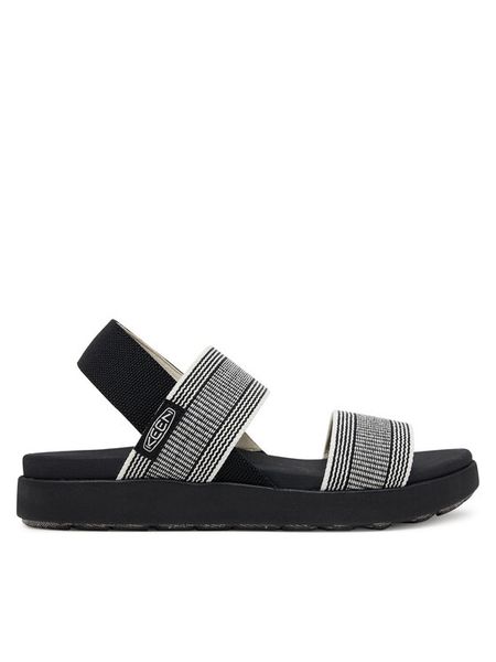 Keen Sandały Elle 1030142 Czarny. Czarne sandały damskie Keen, bez wzorów, z materiału, bez obcasa, na płaskiej podeszwie. Za 219.00 zł.