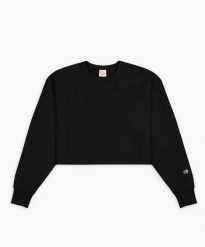 Damska bluza Champion Crewneck Sweatshirt 112692-KK001. Czarne bluzy bez kaptura damskie CHAMPION, xs, bez wzorów, z bawełny, bez ramiączek, długie, bez kaptura. Za 179.00 zł.
