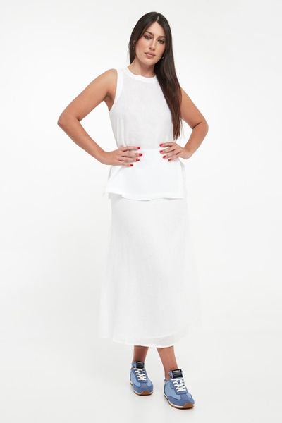 Spódnica lniana midi Beth ECOALF. Spódniczki damskie Ecoalf, bez wzorów, midi. Za 529.00 zł.