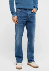 Męskie Spodnie Jeansowe Mustang Style Michigan Straight Denim Blue 1017443 5000 682. Niebieskie spodnie materiałowe męskie Mustang, bez wzorów, z denimu. Za 179.99 zł.