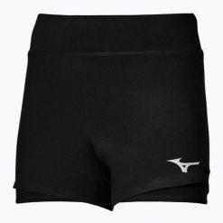 Spodenki tenisowe damskie Mizuno Flex Short. Czarne szorty damskie Mizuno, bez wzorów, z elastanu, eleganckie. Za 87.99 zł.
