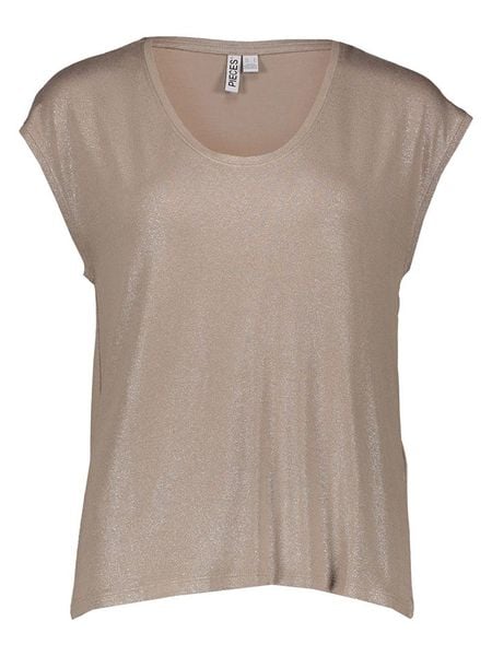 Pieces Koszulka w kolorze beżowym rozmiar: S. Brązowe bluzki damskie Pieces, s, bez wzorów, bez kołnierzyka. Za 48.73 zł.